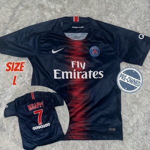Nike Fly Emirates Paris Saint Germain Dri Fit Jersey Size L Mens Mbappè
